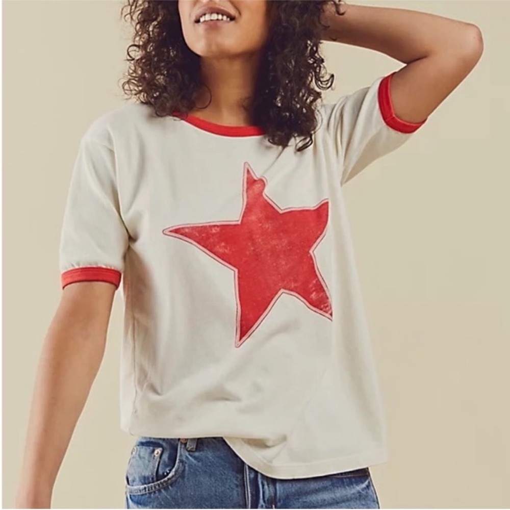 Daydreamer red star ringer tee XS ⚠️⚠️⚠️read description small pinhole